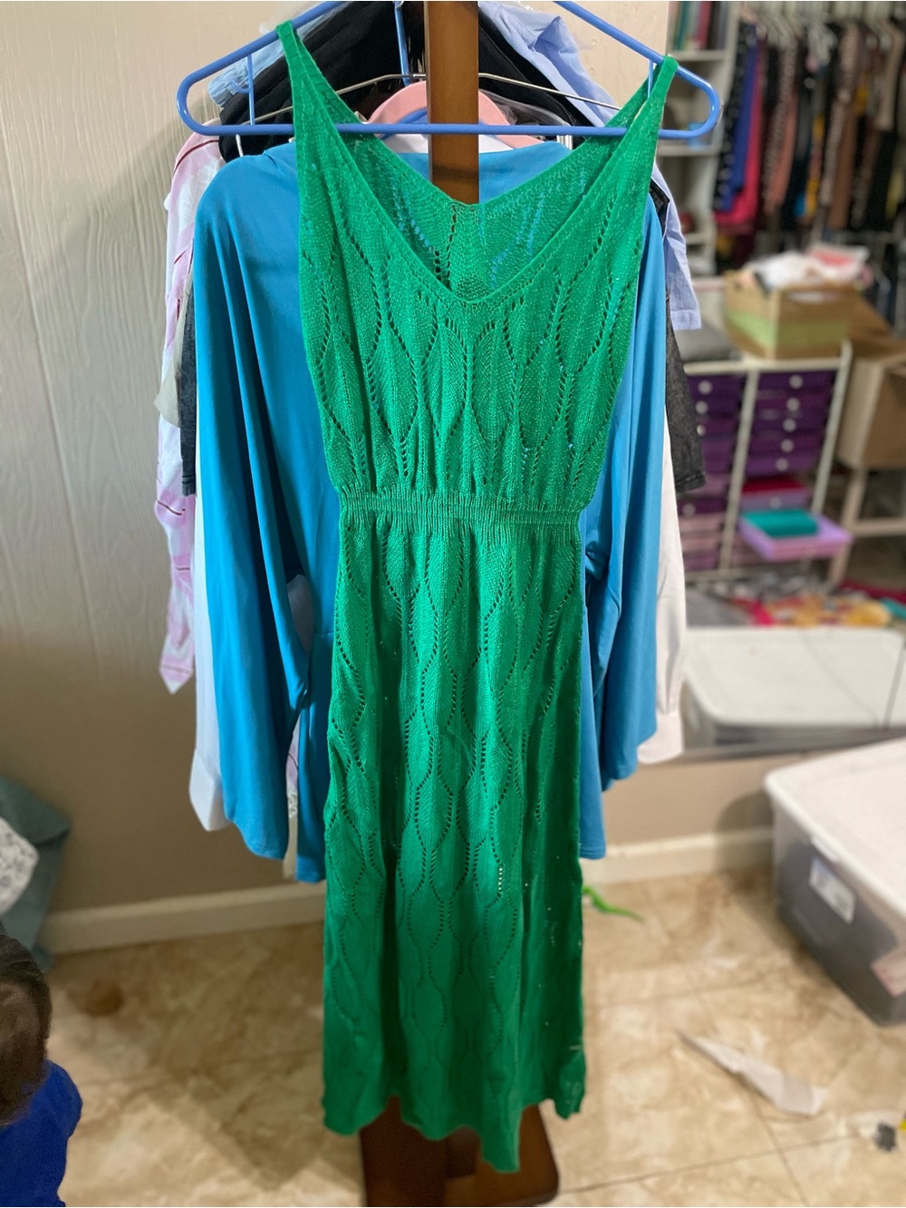Green Knit Sleeveless Dress